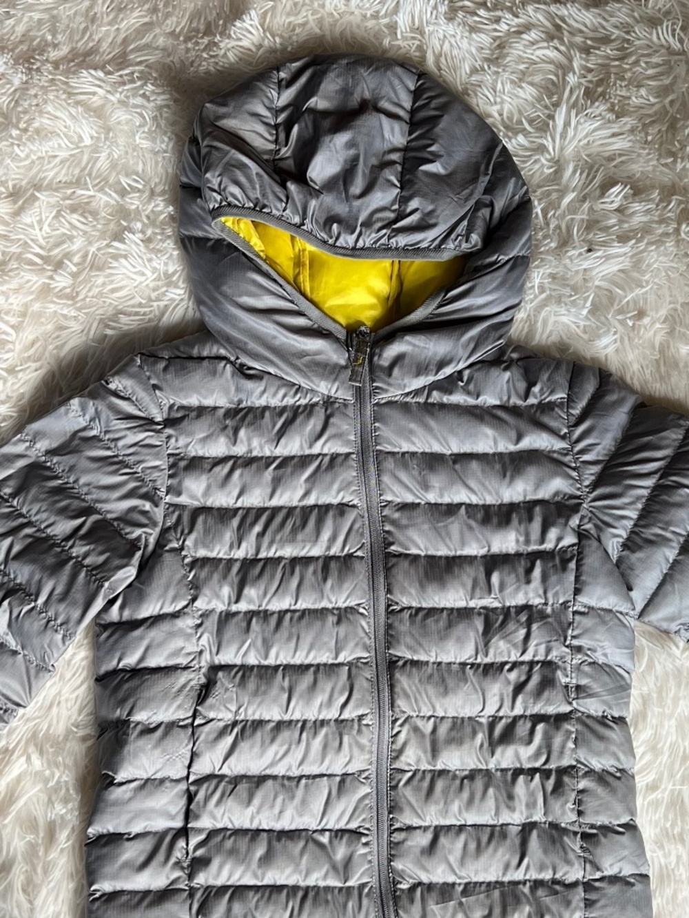 Uniqlo Kids Bubble Jacket in Gray and Yellow